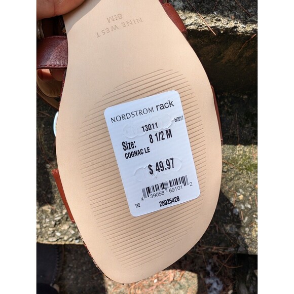Nine West Shoes Women SZ 8.5 Cognac Yesta Leather Strappy Boho Sandals - Picture 9 of 9